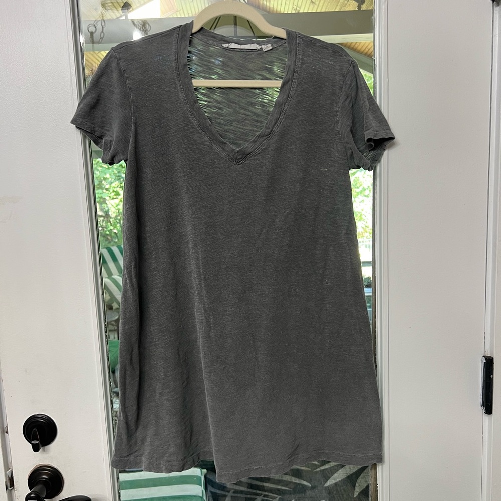 🩶🖤Wilt🖤🩶Vintage Washed Black V Neck Short Sleeve Mini Tee Shirt Dress Size XS